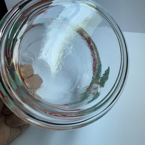 Vintage Clear Glass Canister Candy Jar Container Poinsettia Christmas with Lid - Picture 6 of 8